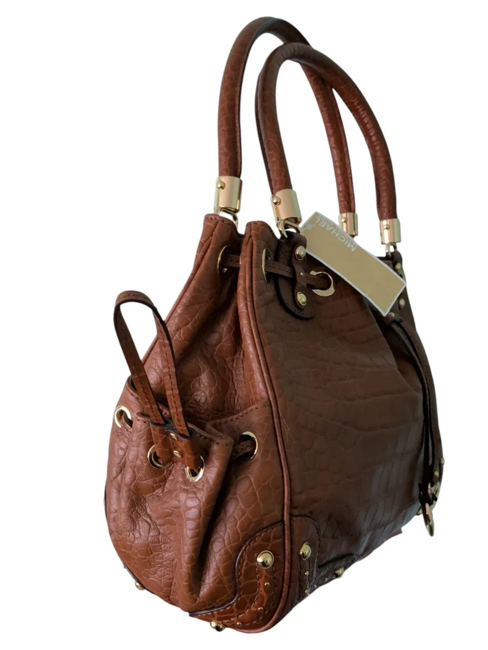 NWT Michael Kors genuine Leather Crocodile Pattern Mocha Large Tote Satchel